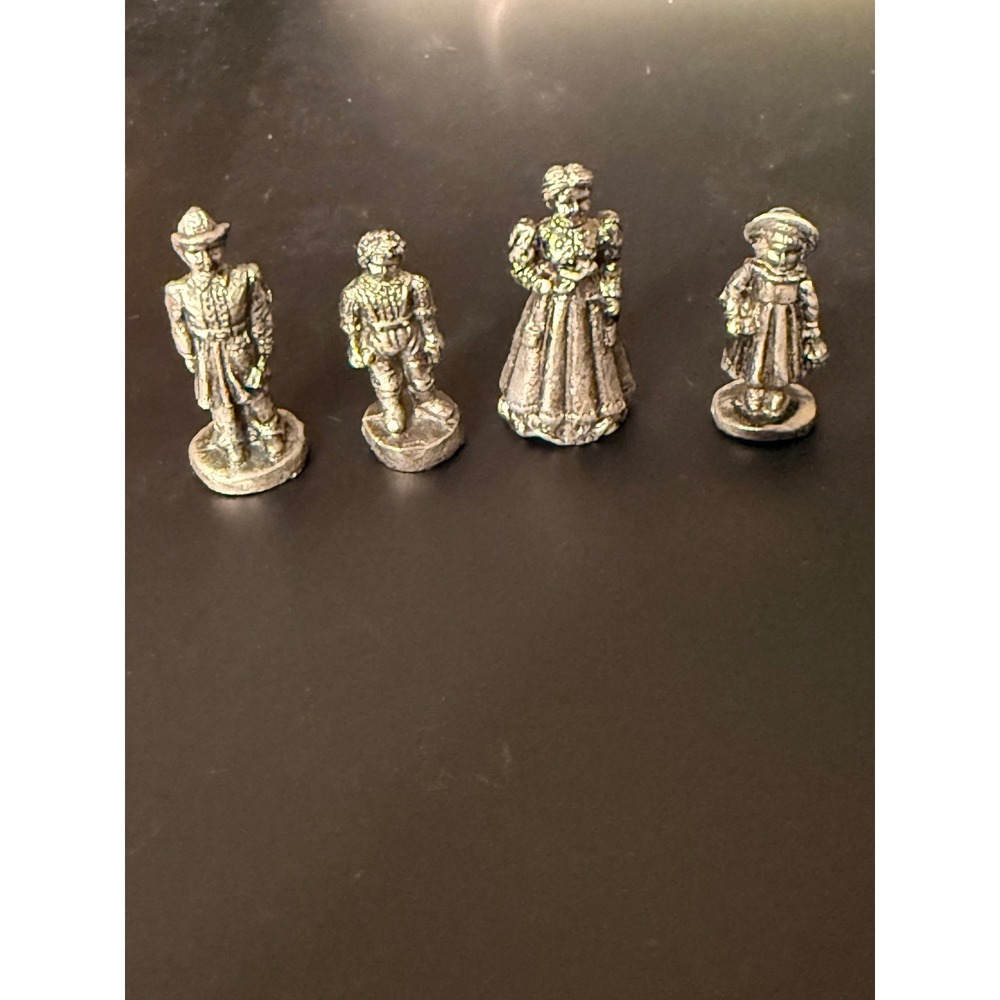 Vintage Gulliver Pewter Miniature Figurines Victorian Family Set of 4 Thailand